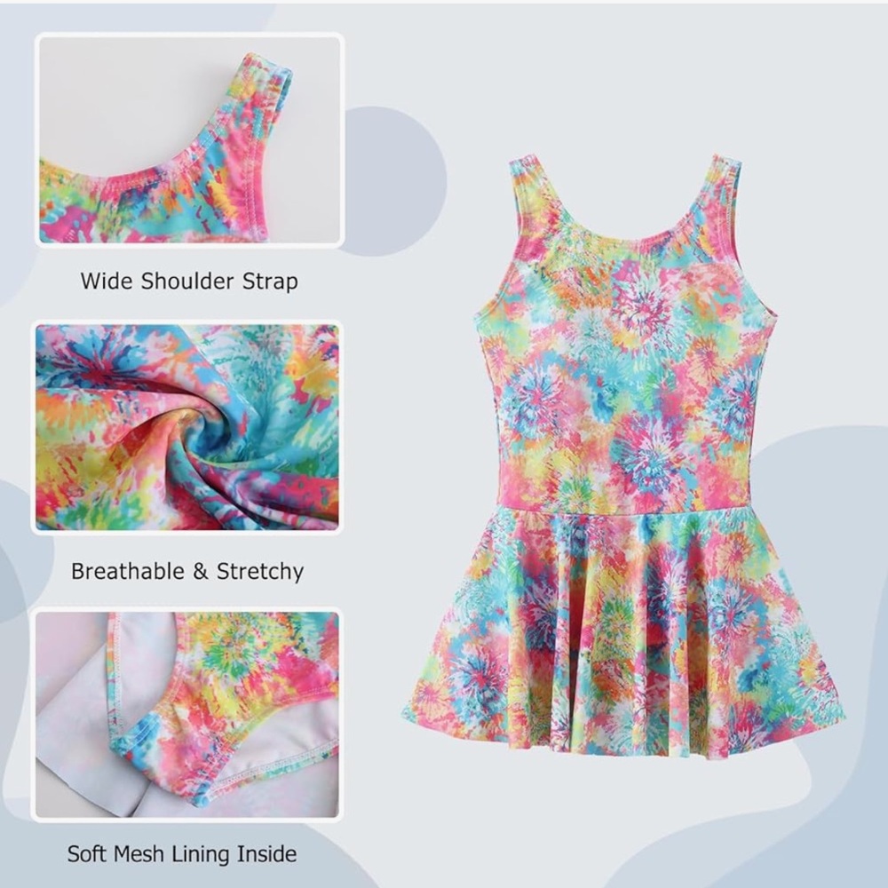 Land's End Girl's Tie-Dye, Skirted, One-Piece Swimsuit - Picture 3 of 7